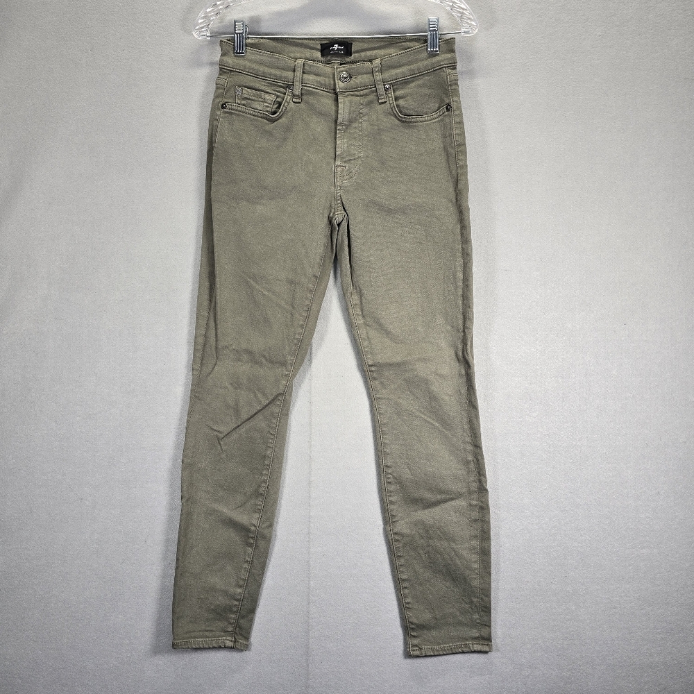 7 SEVEN FOR ALL MANKIND The Ankle SKINNY Stretch Denim  Women's Green  Jeans 27